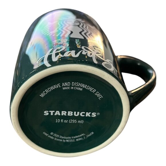 Starbucks 2020 Limited Edition “Thanks” Floral Green Ceramic Coffee Mug by Nestl - Picture 6 of 6